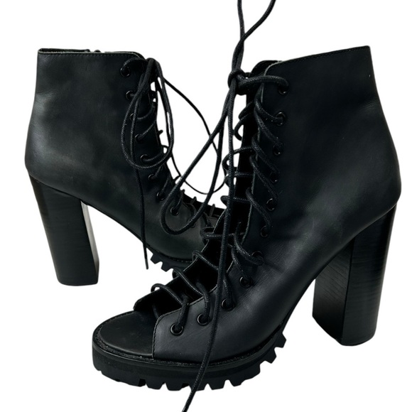 Jeffrey Campbell x Free People Womens 8 Palermo Heels Black Leather 4.5" Heels - Picture 3 of 6